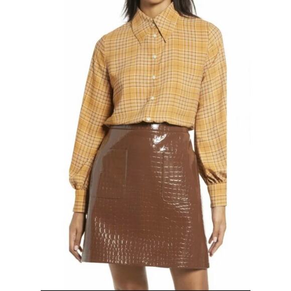 Halogen X Atlantic Pacific Women's Size Medium A-Line Skirt Croc Faux Leather - Picture 1 of 8